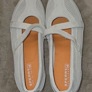 Sperry Top-Sider white slip-on sneakers with a perforated top design